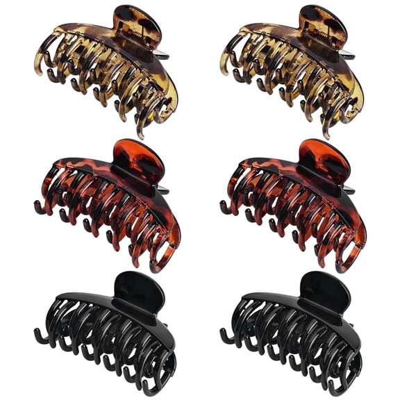TAVENE 6 PCS 2.5 Inch Double Row Teeth Hair Claw Clips Small Tortoise Shell Plastic Hair Jaw Clips Hair Barrettes Thick Medium Thin Hair Clips for Women