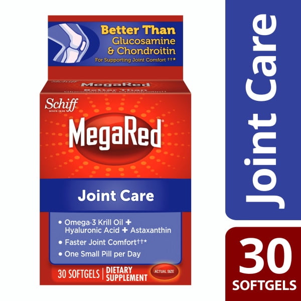 MegaRed Joint Care Omega3 Krill Oil with Hyaluronic Acid + Astaxanthin Softgels, 30 Ct