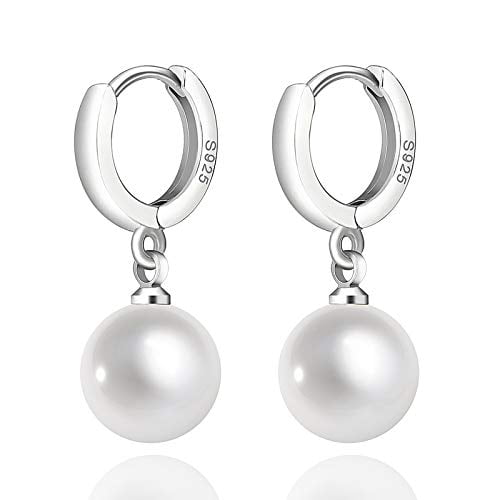 Luxury Women 925 Sterling Silver Pearl Drop Earrings