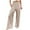 Beige, variant on Inleife Woman Solid Color Pockets Elastic Waist High Waist Long Pants Coffee XXL