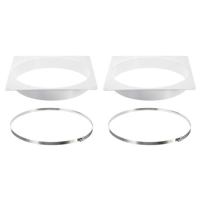 Brida de conector de conducto Uxcell de 12" 2 piezas, placa de pared de ventilación cuadrada a redonda con abrazadera para ventilación de aire, blanca