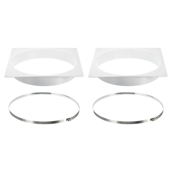 Brida de conector de conducto Uxcell de 12" 2 piezas, placa de pared de ventilación cuadrada a redonda con abrazadera para ventilación de aire, blanca