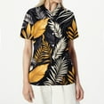 thumbnail image 5 of DENGDENG Womens Hawaian Shirt Gold Short Sleeve Floral Tropical Print Hawaii Tee Shirts Funny V Neck Beach Button Down Shirts Holiday Tunic Tops Gold L, 5 of 5