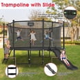 thumbnail image 6 of Jump Into Fun Trampoline 16 15 14 12FT for 5-7 Kids/ 1-2 Adults, Trampoline with Slide, Enclosure, Basketball Hoop and Ladder, 1200LBS Heavy Duty Galvanized Outdoor Trampoline for Family, 6 of 8