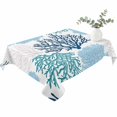 thumbnail image 2 of Navy Blue Coastal Table Cloth Waterproof Tablecloths, Turquoise Coral Ocean Modern Sea Tablecloth Dining Table Cover for Kitchen Party Tabletop Outdoor, Rectangle Tablecloth 52x70 Inch, 2 of 9