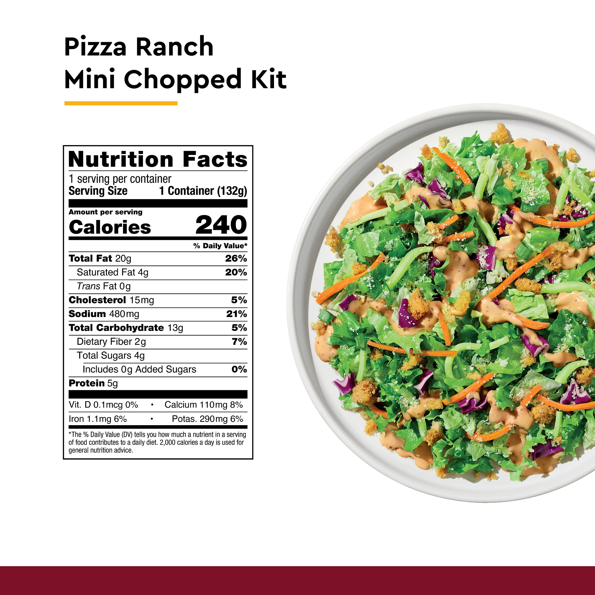 Taylor Farms Pizza Ranch Mini Salad Kit, 4.67 oz Bag, Fresh