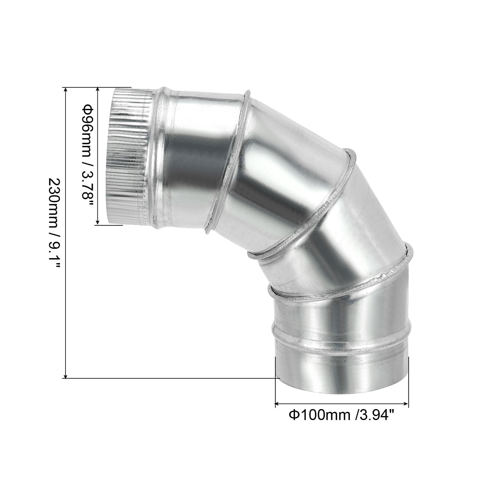 Uxcell 4" OD 90 Degree Elbow Duct Pipe Connector, HVAC Ventilation Chimney Flue Tube Adjustable Connector