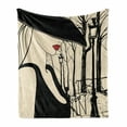 thumbnail image 1 of Black and Beige Soft Flannel Fleece Throw Blanket, Young European Woman with a Hat in Paris Montmartre Streets Art, Cozy Plush for Indoor and Outdoor Use, 50" x 70", Black Beige and Red, by Ambesonne, 1 of 6