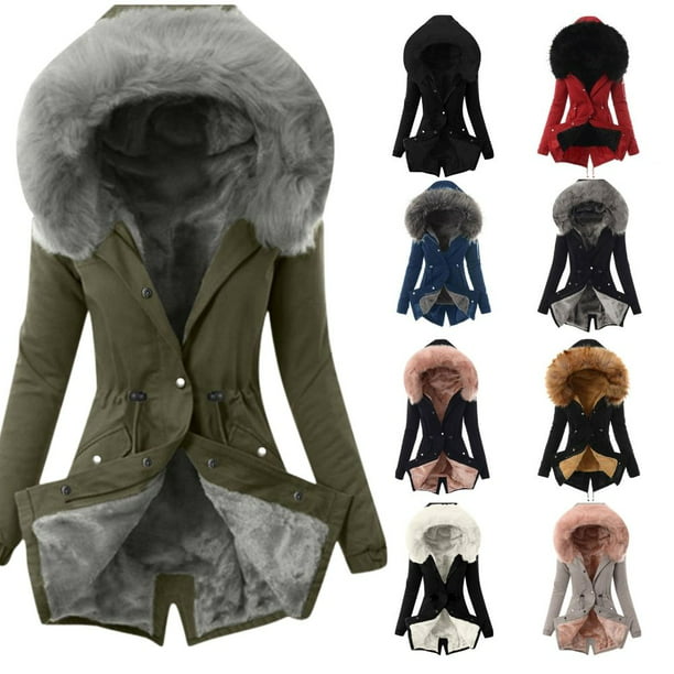 Winter Coats for Women KONBECA Womens Hooded Warm Winter Overcoat with ...