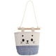 thumbnail image 2 of Cesta de almacenamiento, bolsa de lino, cesta para colgar en la pared, organizador para el hogar, bolsa de decoración Cuadrícula azul, 2 of 9