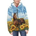 thumbnail image 3 of chaqlin Girls Horse Hoodies Size 14-16 Zip Up Hooded Coat Sunflower Long Sleeve Hoodie Sweatshirts Kids School Jacket Casual Outerwear with Pocket, 3 of 7