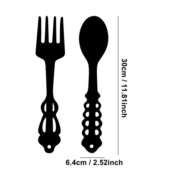 2pcs Large Kitchen Rustic Decor, Black Fork Spoon Metal Signs, Spoon Shaped Wall Sign Fork Shaped Wall Decor Metal Wall Hanging