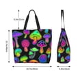 thumbnail image 5 of ZICANCN Mushroom Seamless Bright Tote Bag, Grocery Bags Reusable Shopping Bags with Handles Durable Foldable Washable for Women Men, 5 of 8