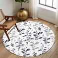 thumbnail image 2 of Round Area Rug 5 Ft, Grey Black Botanical Washable Non-Slip Circle Carpet for Living Room/Bedroom, Watercolor Spring Floral Summer Leaf Low-Profile Runner Mats Collection Rugs for Indoor, 2 of 8