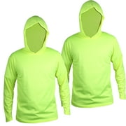 2 Pack-Hi Vis Green Work Safety Hoodie High Visibility Long Sleeve T-Shirt Size:X-Large