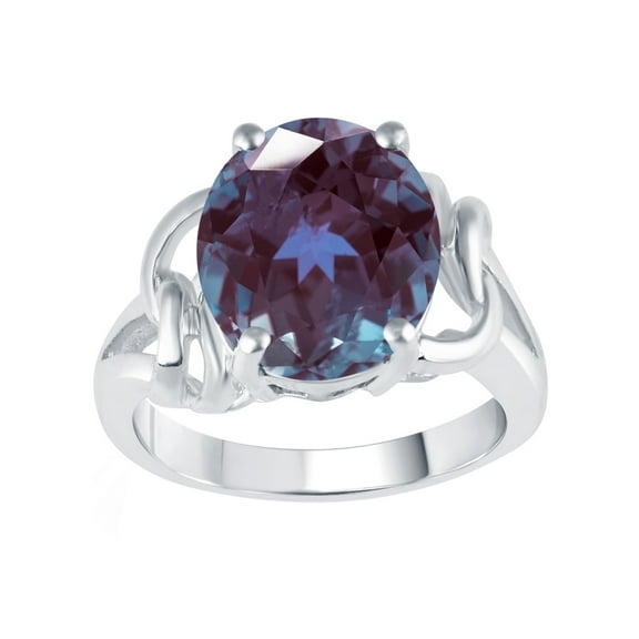 Sterling Silver with Blue Alexandrite Solitaire Ring
