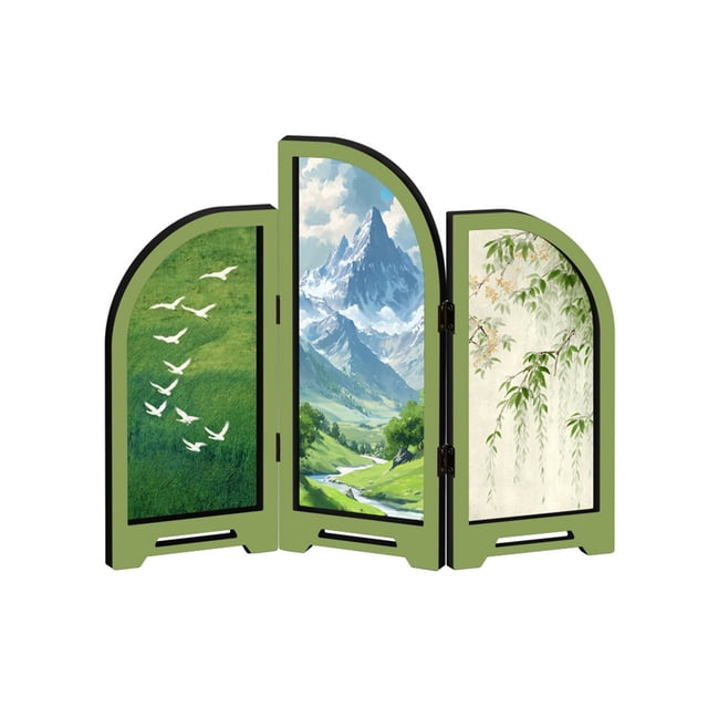 zhangmingg Elegant Acrylic Folding Screen Desktop Ornament Decorative Partition for Home and Display