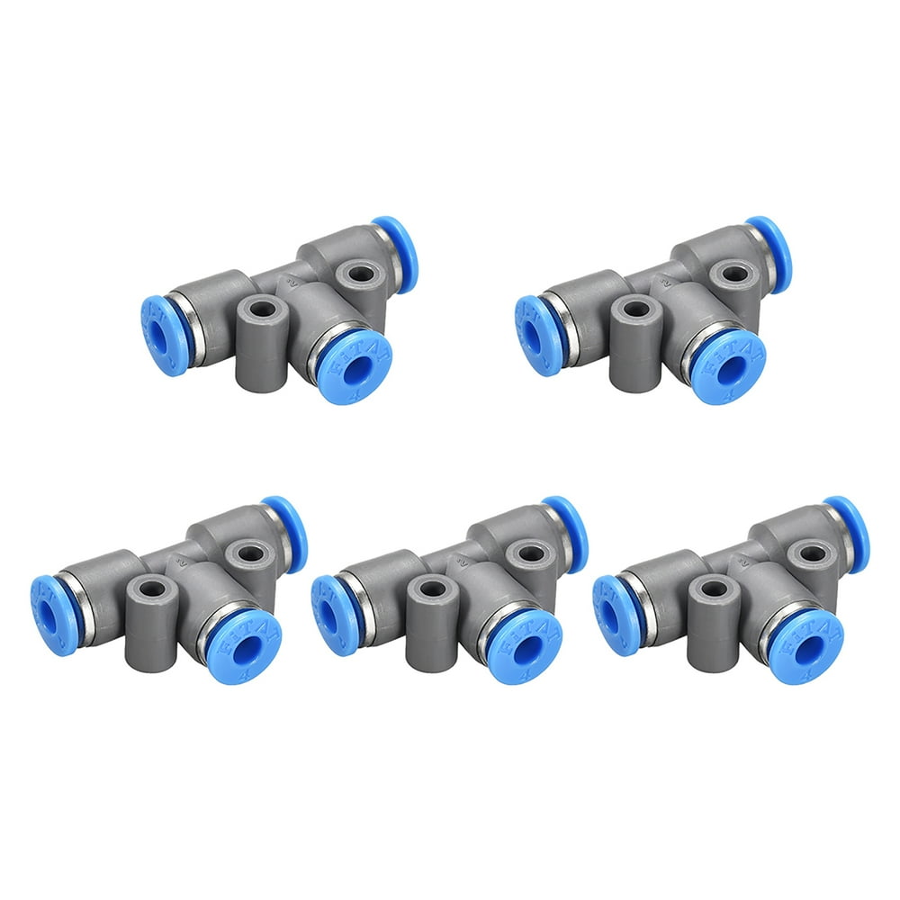 Push To Connect Air Fittings Tee Tube Connect 4mm OD Grey Push Lock