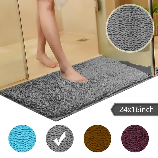 NonSlip Bathroom Rug Shag Shower Mat MachineWashable Bath Mats with Water Absorbent Soft