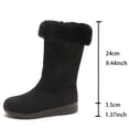 thumbnail image 4 of Women Plus Size Warm Fleece Lined Mid Calf Winter Boots Fluffy Plush Collar Round Toe Comfort Side Zipper Low Block Heel Booties Cold Weather Footwear for Ladies Black 9.5(43), 4 of 9