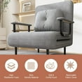 thumbnail image 5 of Folding Sofa Bed 3-in-1 Convertible Chair - 5-Position Adjustable Backrest with Pillow for Living Room, Bedroom & Office (Grey), 5 of 9