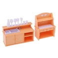 thumbnail image 2 of Juego de muebles de cocina de plástico para casa de muñecas perfecl fregadero pequeña naranja, 2 of 8