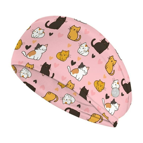 Jiueut Cartoon Cat Nurse Button Headband Medical Assistant Headbands for Women Wide Nurses Headbands Non Slip Easy to Carry Headband for Nurses with Buttons for Mask