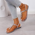 thumbnail image 5 of Kojanyu Women's Rhinestone T-Strap Flat Sandals Crystal Embellished Open Toe Summer Dressy Beach Wedding Shoes Comfortable PU Slip On Thong Sandals, 5 of 10