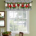 thumbnail image 3 of Christmas Curtain Valances for Windows, Kitchen Valance Window Treatments Panel 2 Pack, Red White Ball Pine Cones Needles Grey Plaid Rod Pocket Short Curtains for Bathroom Bedroom 42 x 12 Inch, 3 of 8