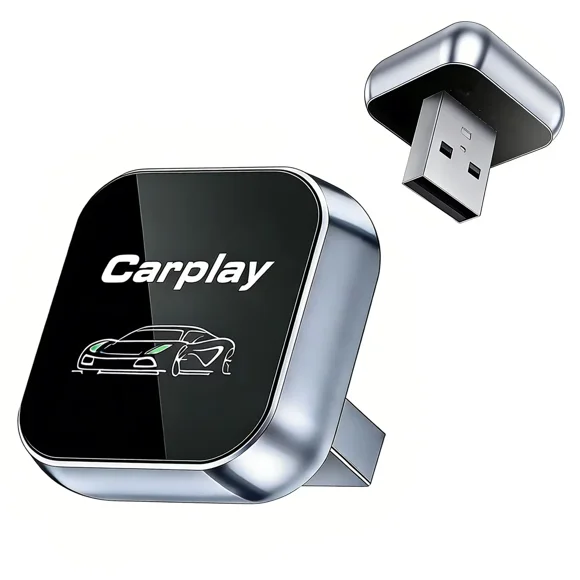 2026 Upgraded Wireless CarPlay Adapter for Apple iPhone, Plug and Play, Fast Auto-Connect, Realtek 8730E Chip Stable & No Latency, Mini Wired to Wireless Adapter with USB-A/Type-C Port Gray-CT106