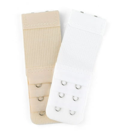 Bra Extenders Elastic Bra Hook Extension 3 Rows(2/3/4 hook) for Women Skin Color 3+White 2 hooks