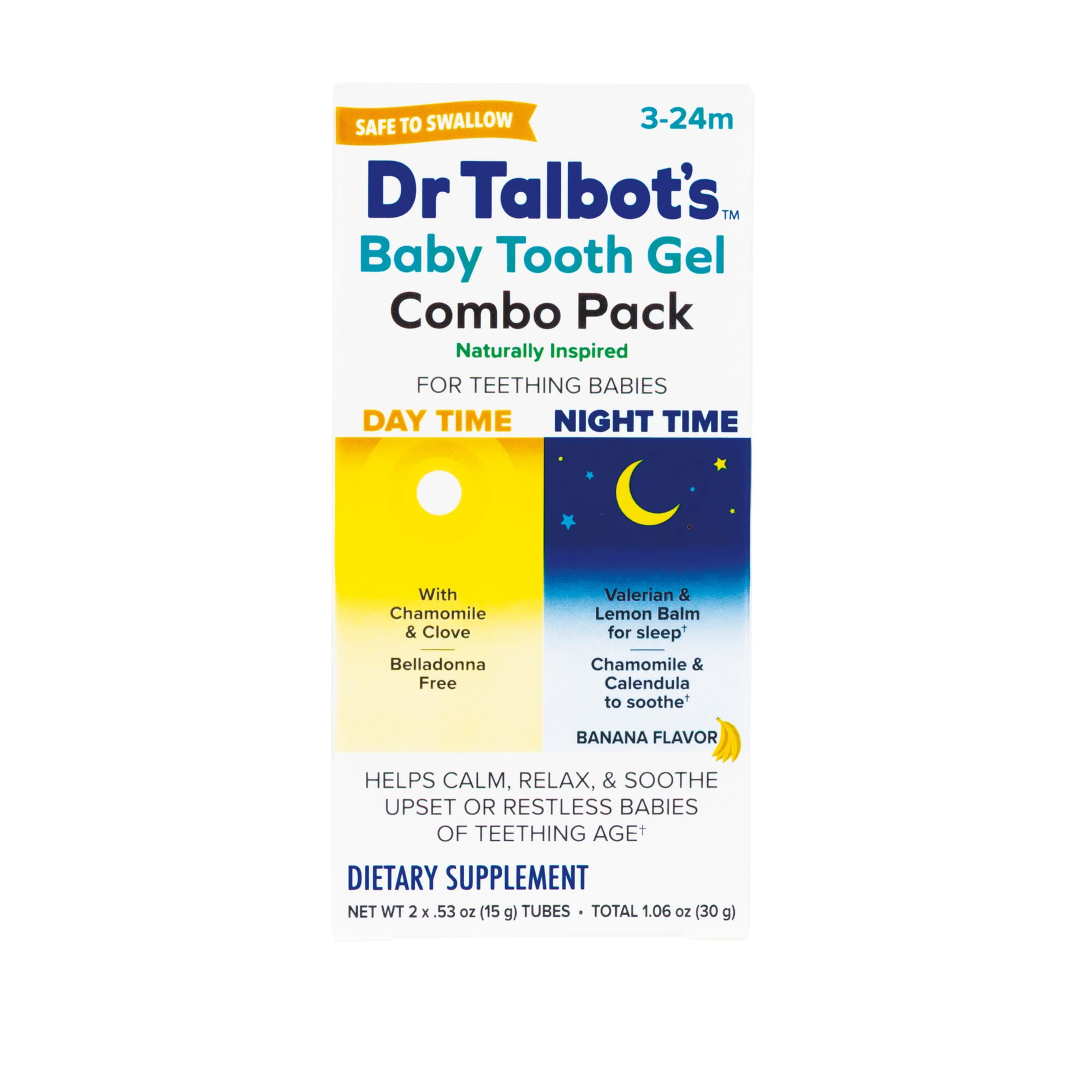 (2 pack) Dr. Talbot's Day & Night Baby Tooth Gel Combo Pack for Teething Babies