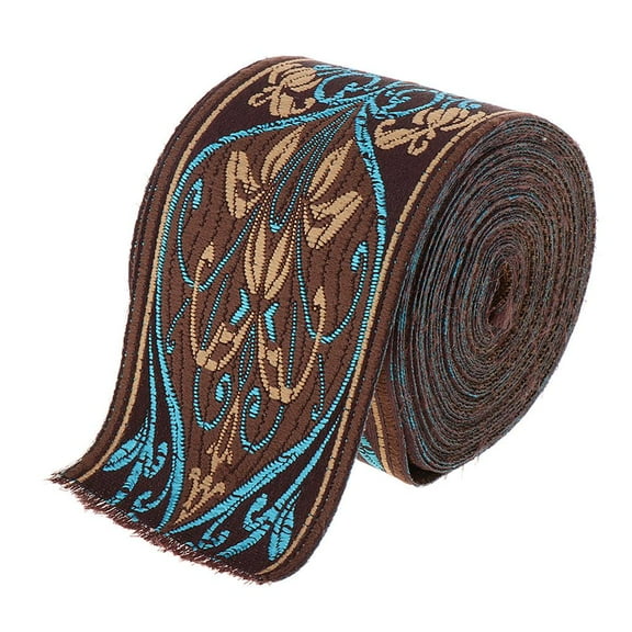 5 Meters Vintage Sari Jacquard Ribbon Tape Border for Sewing Quilting Bridal Costumes Drapery Home Decoration, Blue , 6cm