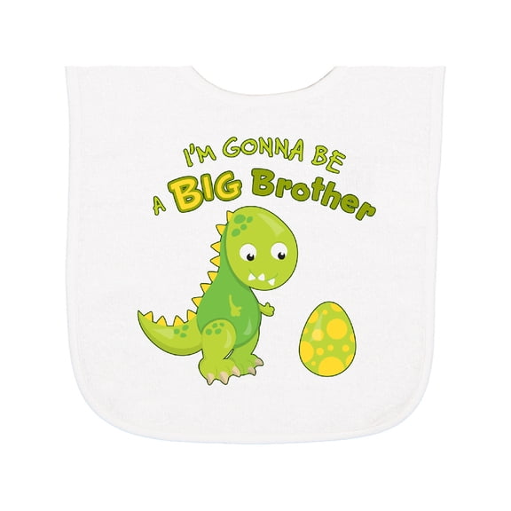 Inktastic I'm Gonna Be a Big Brother-dino Baby Terry Cloth Bib