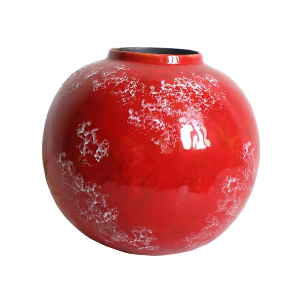 Jarrón de cerámica roja para flores, jarrón decorativo coleccionable, jarrón de mesa para flores. Altura 24cm