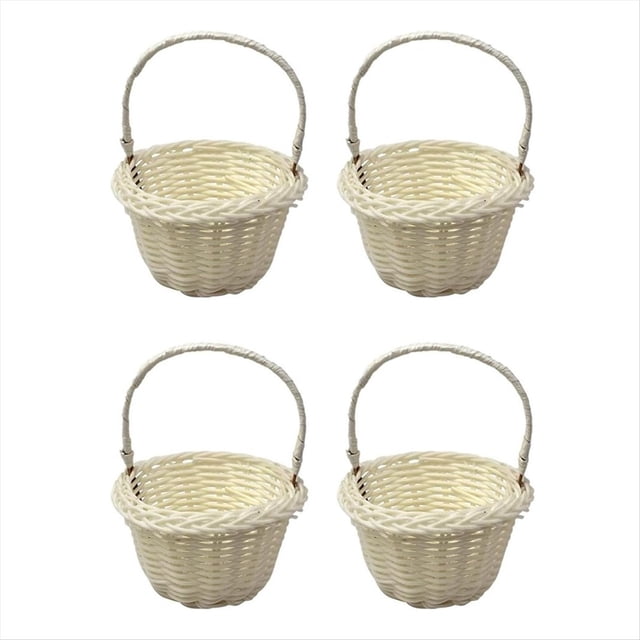 Paquete de 4 Mini Cestas Tejidas, Cesta de Flores de Boda, Cestas de 8x5 cm para Niñas de Flores, Cestas de Niñas de Flores, Flores Trenzadas
