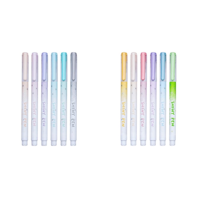 Glitter Highlighter Pens, 12 Pack Fluorescent Marker Pens for Note Taking, Multicolor Highlighters for Journaling and Schol Art, Purple