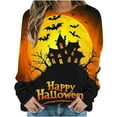 thumbnail image 4 of Censtreet Women's Halloween Figure Graphic Print Sweatshirt Round Neck Long Sleeve Contrast Color Graffiti Pullovers, 4 of 6