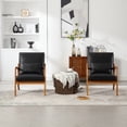 thumbnail image 4 of Miniyam Modern PU Leather Accent Chair, Solid Wood Lounge Reading Armchair With One Pillow for Living Room, Bedroom, Guest Room, Black, 4 of 10