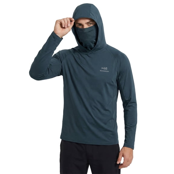 Bassdash UPF 50 Men’s Long Sleeve Fishing Shirt with Mask UV Neck Gaiter Hoodie