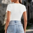 thumbnail image 4 of DuoJiaJ Womens Short Sleeve Top, V Neck Slim Fit Yoga Athletic Tee White M, 4 of 6