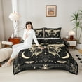 thumbnail image 4 of Feelyou Bohemian Moth Queen Comforter Set, Mystic Moon Galaxy Bedding Sets, Gothic Skeleton Reversible Bedding Comforter Set, Super Cozy Room Decor,3 Pieces, 4 of 8