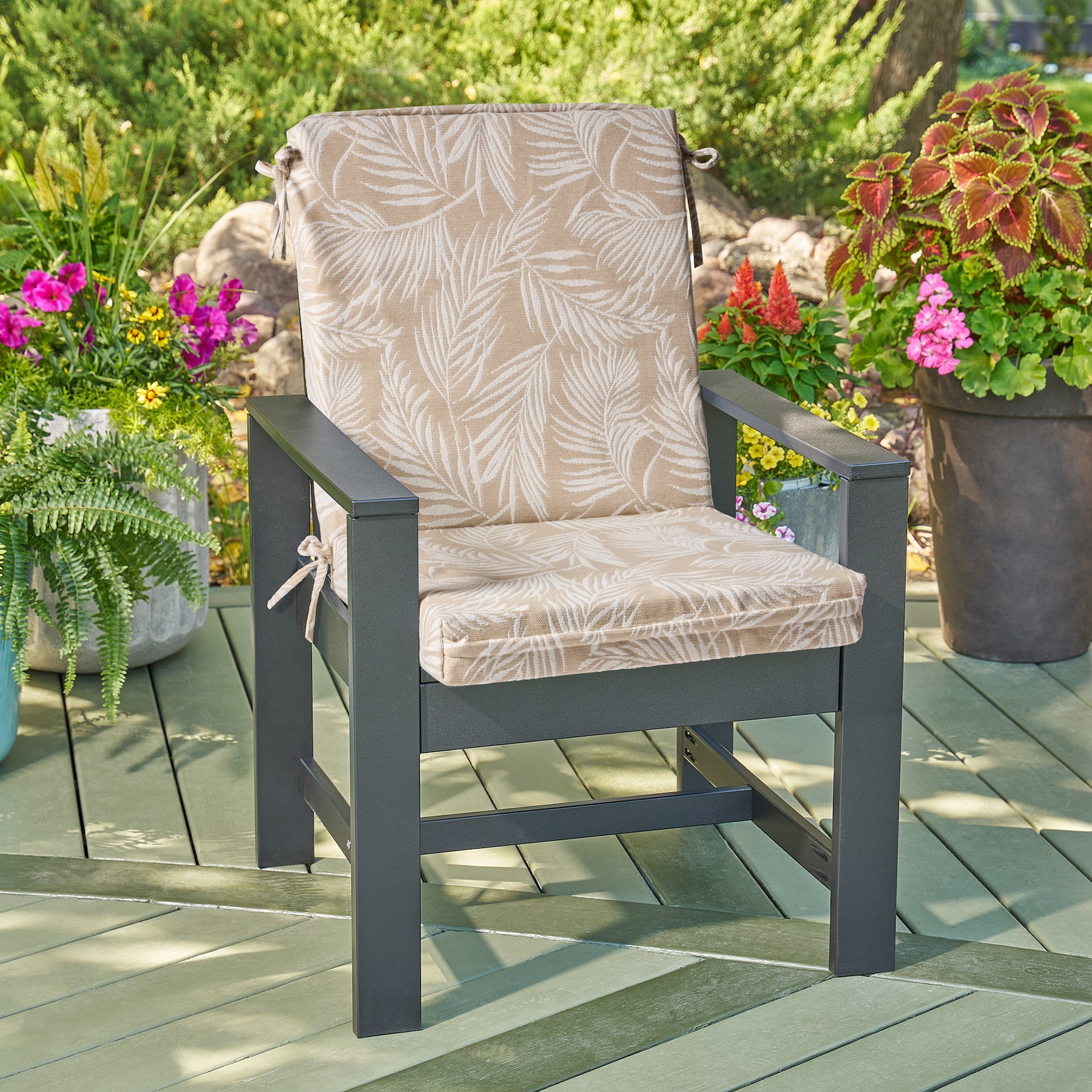Better Homes & Gardens 44 in x 20 in Outdoor Chair Seat Cushion, 1-Piece, Palm Tan