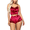 Red, variant on Akmipoem 2 Piece Women Pajama Set Sleepwear Velvet Camisole Crop Shorts Set Pink XL