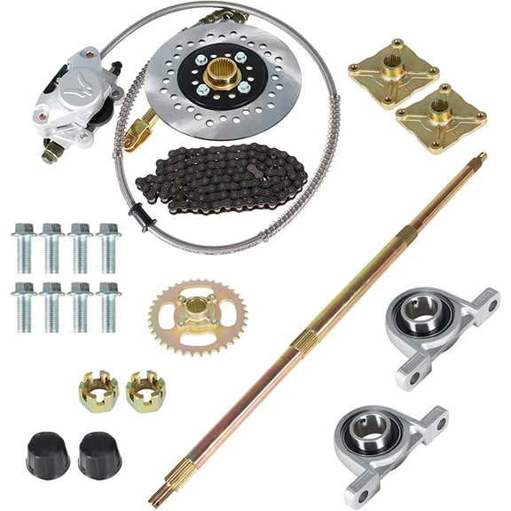 SEBLAFF 1"x 32" Go Kart ATV Rear Live Axle Kit Brake Assembly for Drift Trike Go Kart
