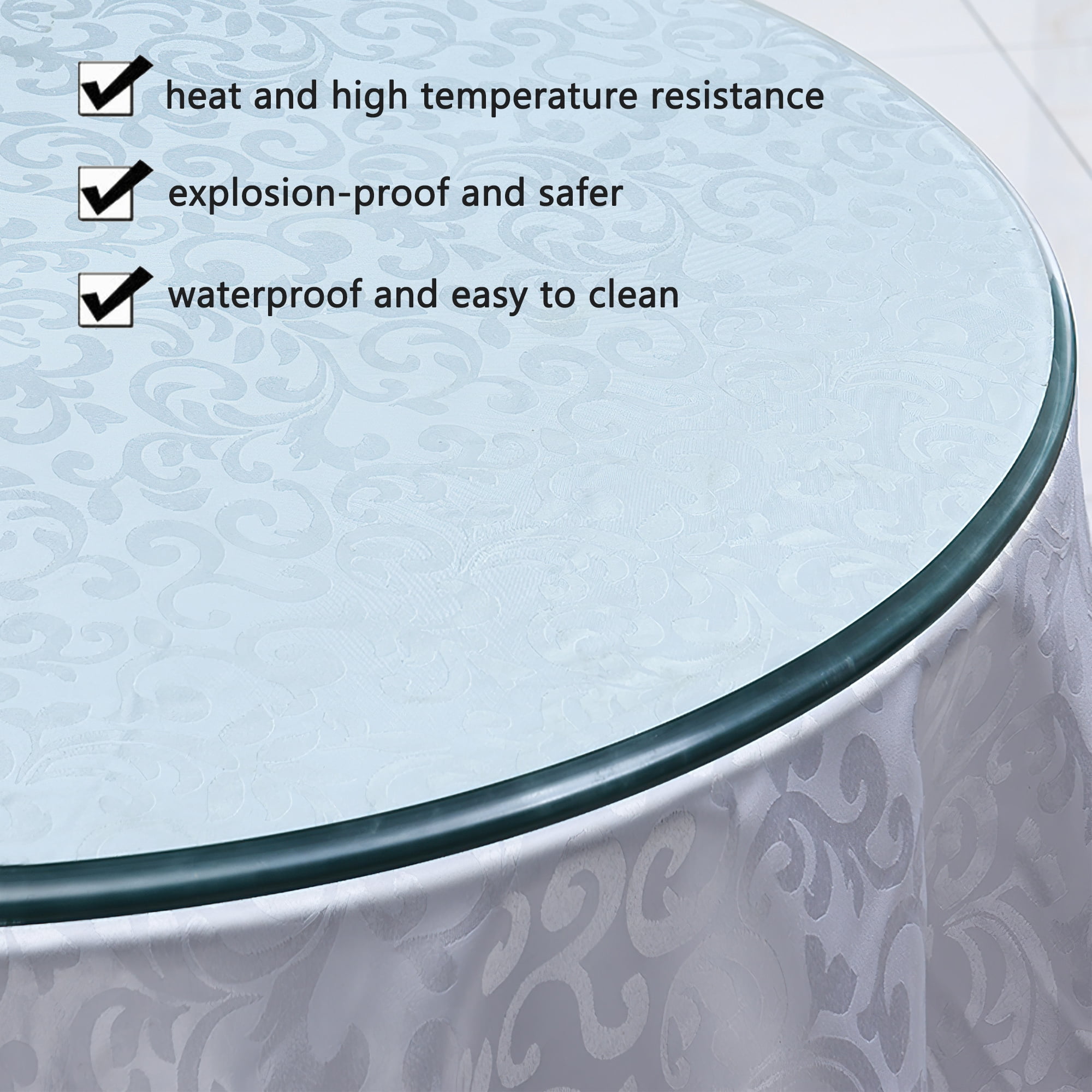 18 Inch Round Tempered Glass Table Top, 0.24" Thick Clear Transparent Glass Sheet with Smooth Polished Edge, Custom Replacement Glass Top for Coffee Tables & Side Tables