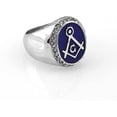 thumbnail image 2 of Hip-Hop CZ Silver Tone Mason Masonic Blue Enamel Men's Ring Size 8 #3, 2 of 2