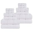 thumbnail image 3 of Superior Zero Twist 12-Piece Cotton Towel Set, Waffle Border Ultra Doft Quick Dry Towels, White, 3 of 12