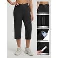 thumbnail image 5 of BALEAF Womens Capri Pants with Pockets High Waisted Yoga Capri Leggings 18” Cropped Pants Workout Straight Leg Casual Summer Black M, 5 of 6
