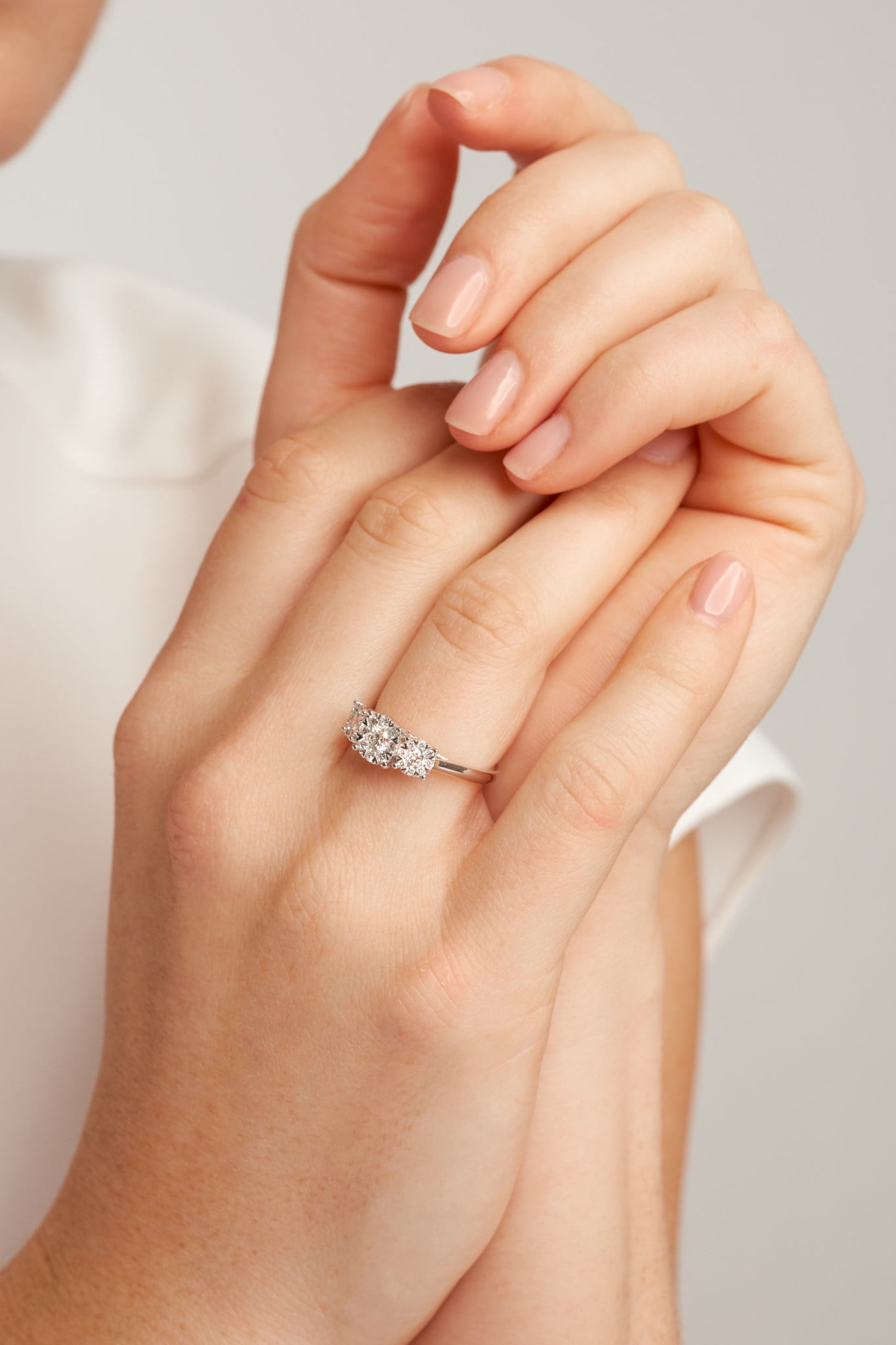Forever Facets 5/8 CT TW Lab Grown Diamond Ring in Platinum over Sterling Silver, Adult Female